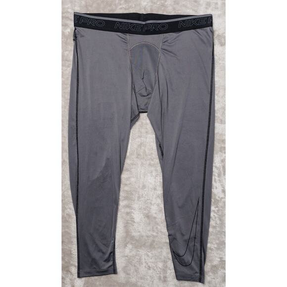 Nike Pro Dri-Fit 3/4 Iron Gray Compression Tights Activewear Pants Mens Size 3XL - Picture 1 of 10